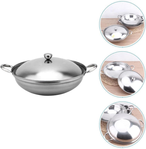 Ciieeo Shabu Shabu Hot Pot Pot Stainless Steel Dry Pot Camping Stove Stock Cooking Pot Seafood Pot Alcohol Stove Pan Noodle Ramen Pot Chef Wok wit...