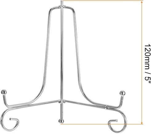 uxcell Plate Stand for Display, 5 Inch 2Pcs Iron Decorative Plate Holder Metal Easel Folding Display Stand for Photo Picture Frame, Silver...