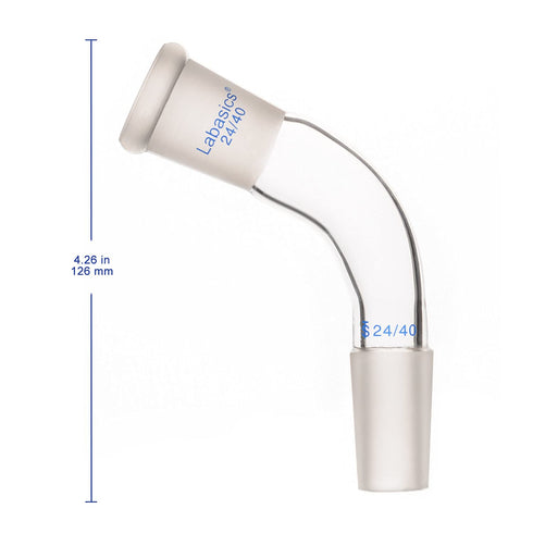Glass 105 Degree Distillation Adapter, Borosilicate Glass Bent Adapter with 24/40 Joints for Laboratory Lab Supply...