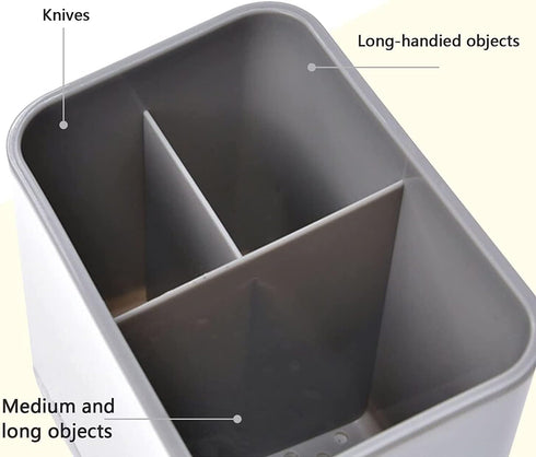 Utensil Holder, Kitchen Utensil Organizer Sponge Holder, Kitchen Sink Caddy with Drain Tray for Chopsticks, Spoon, Fork, Brush (Gray)...