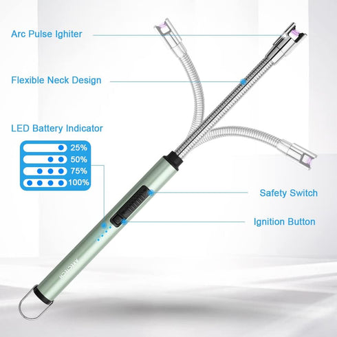 ARECTECH Candle Electric Lighter Rechargeable USB Arc Lighter Windproof Plasma for Candle Cooking BBQs Fireworks Birthday Gift Green...