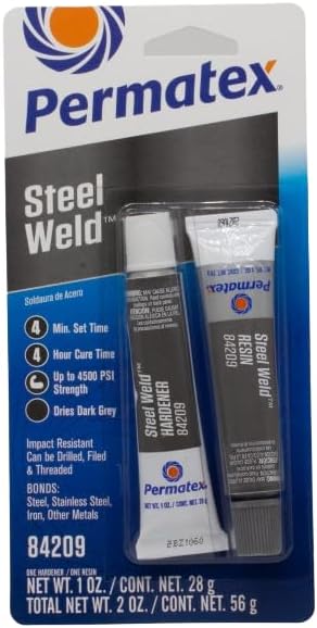 Permatex 84209 PermaPoxy 4 Minute Multi-Metal Epoxy, Two 1 oz. Tubes , Grey...
