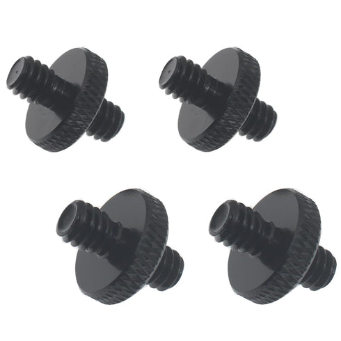 4pcs Camera Mount Screw 1/4" Male to 1/4" Male Threaded Tripod Screw Adapter Double Sided Standard Mounting Thread Converter(Black)...