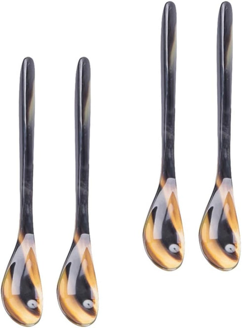 YARNOW 4pcs Small Spoons Ox Horn Caviar Spoons Mother of Pearl Spoon Soup Spoons Cocktail Stirring Spoons Tableware for Dessert Tea Coffee Ice Cre...