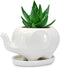 GeLive White Elephant Succulent Planter Ceramic Plant Pot Window Box with Saucer Animal Indoor Tabletop Decor Fun Gift 5 Inch (Mom Elephant)...