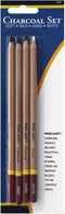 PRO ART 3 Degree Pencil Set Charcoal & White 4pc Carded...