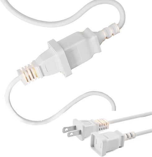 2-Prong Power Extension Cord White 16ft, BolAAzuL Long US Male to Female Single Plug Extension Power Cable 16AWG 13A/125V SPT2 Insulated, 2 Outlet...