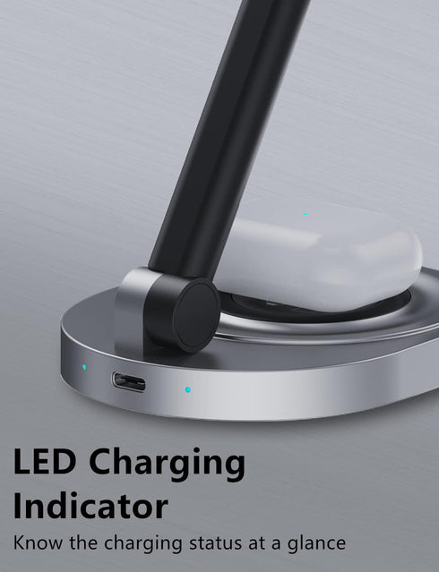 Magnetic Wireless Charger Stand for Mag-Safe Charger, Foldable 15W Fast Wireless Charging Station, 2-in-1 Charging Stand Dock for Apple iPhone 15/...