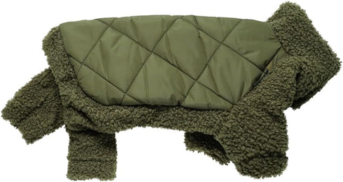 Fitwarm Dog Argyle Puffer Pajamas, Turtleneck Dog Clothes for Small Dogs Girl Boy, Pet Onesie with Feet, Fuzzy Cat Outfit, Olive Green, XXL...