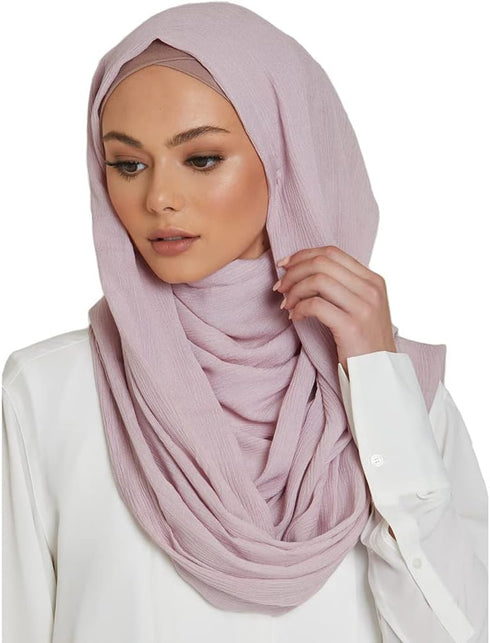 LMVERNA Pleated Solid Color Double-End Tassels Headscarf for Women, New Breathable Soft Rayon Scarf...