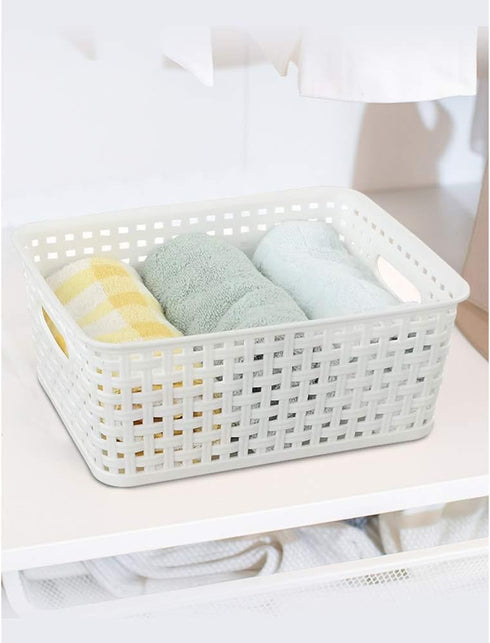 Plastic Weave Storage Basket Bin, 10" x 7.5" x 4", 6 Pack...