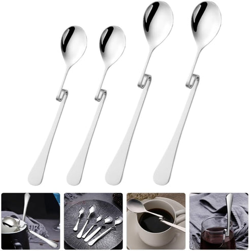 OSALADI 4pcs Espresso Spoon Stainless Steel Jam Honey Spoon Coffee Stir Spoon Milk Mixing Spoons Teaspoon Hanging Cup Dessert Tea Stirring Spoons ...