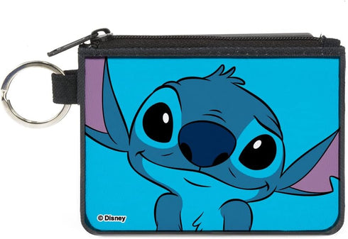 Disney Wallet, Coin Purse, Lilo and Stitch Stitch Sweet Smiling Pose Close Up Blues, Canvas...
