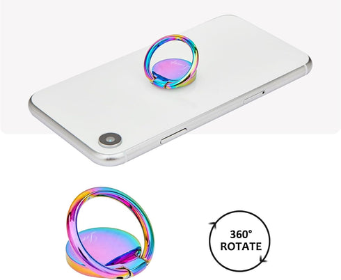 Rainbow Cell Phone Ring Stand Holder,Blue Multicolor Ring Grip Kickstand,360 Rotation Metal Finger Ring for Almost All Phones,Pad...