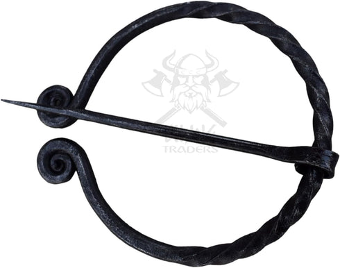 Twisted Ring Shape Brooch Hand forged medieval artifacts from nordiac past iron pin for cloak...