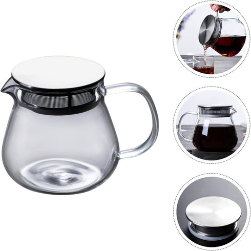 Hemoton Glass Teapot with Stainless Steel Infuser Lid Stovetop Clear Tea Kettle Teapot Blooming and Loose Leaf Tea Maker Tea Brewer for Camping, T...
