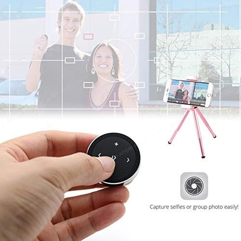 Wireless Bluetooth Media Button Remote Selfie Control Car Motorcycle Steering Wheel Music for iPhone or Android with Mount...