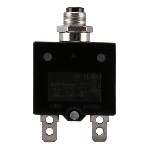 Baomain Circuit breaker Thermal overload switch protector W66-30A 125/250VAC/50VDC Push Button Reset S22 30A (2PCS)...