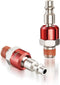 Industrial-Grade 1/4" Swivel Air Plug, 2-Pack 360° Swivel Steel Red Electrophoresis Plug, 1/4-Inch NPT Male Pre-Coated 18-Threads, Air Hose Fittin...