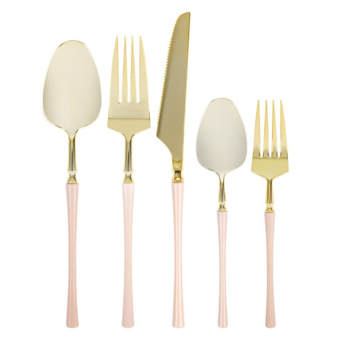 Blue Sky Infinity Flatware Gold & Pink Teaspoons - 20 Count | Luxurious Disposable Plastic Cutlery for Parties and Events...