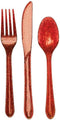 24-Piece Glitz Premium Plastic Cutlery Assortment, Red Glitter...
