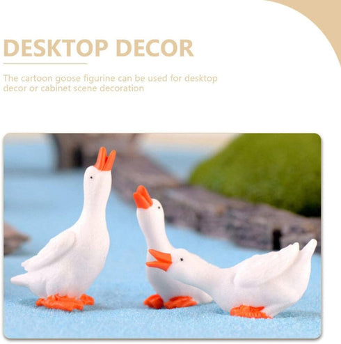 ARTIBETTER Miniature Goose Figurine 6pcs Miniature Goose Figurine White Goose Statue Fairy Tale Garden Animal Accessories Cake Toppers Sculpture f...
