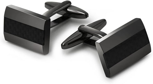 Mr.Van Handcrafted Carbon Fiber Cufflinks Rhodium Plated Cuff Links Set Business Christmas Gift...