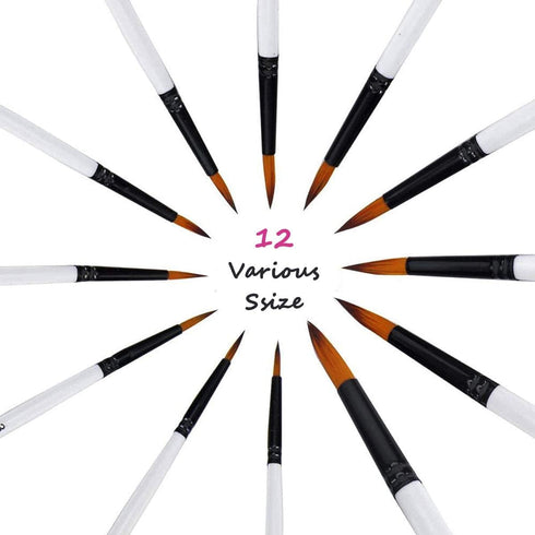 Acrylic Paint Brushes Set, 12pcs Professional Round-Pointed Tip Artist Paintbrushes for Acrylic Watercolor Oil Painting, Face Body Nail Art, Craft...