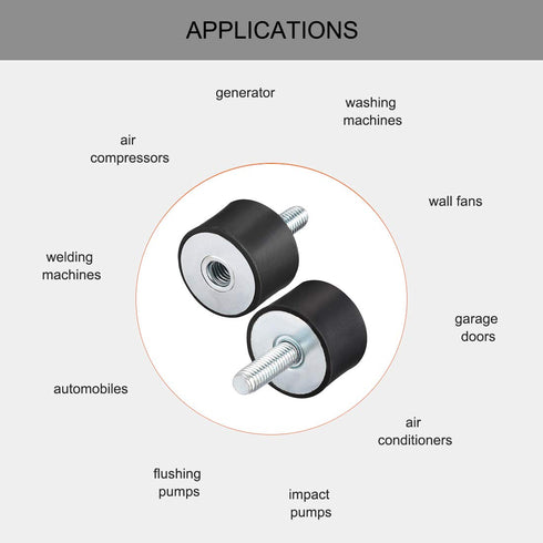 uxcell M8 Thread Male Female Rubber Mounts,Vibration Isolators,Shock Absorber 30mm x 20mm Black...