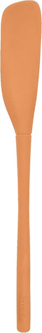 Tovolo Apricot Flex-Core All-Silicone Long-Handled Jar Scraper Spatula, Angled Turner Head, Kitchen Tool With Flat Back & Curved Front for Scoopin...