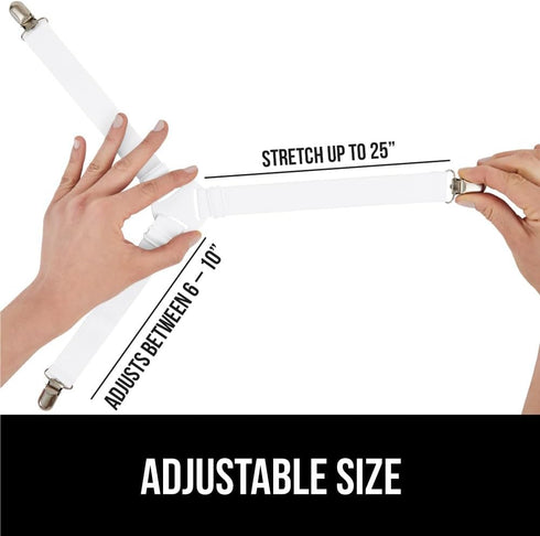 Gorilla Grip Bed Sheet Straps, Adjustable Elastic Fasteners with Metal Clips, Keep in Place Fitted Bedding Holder, Easy Install Suspenders Mattres...