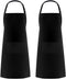 Syntus 2 Pack Adjustable Bib Apron Thicker Version Waterdrop Resistant with 2 Pockets Cooking Kitchen Aprons for Women Men Chef, Black...