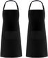 Syntus 2 Pack Adjustable Bib Apron Thicker Version Waterdrop Resistant with 2 Pockets Cooking Kitchen Aprons for Women Men Chef, Black...