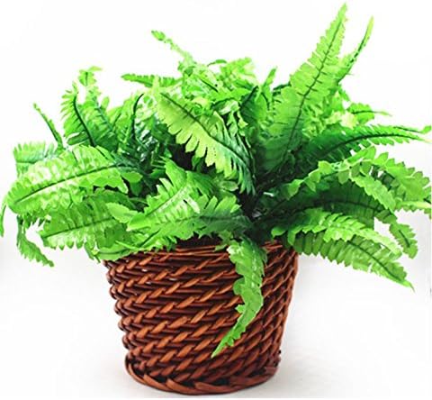 Leoyoubei 4 Bunches 14" Ferns Artificial Boston Fern Bush Plant,Faux Plant Shrubs Greenery Bushes Indoor Outside,Hanging Basket Planter Decor for ...