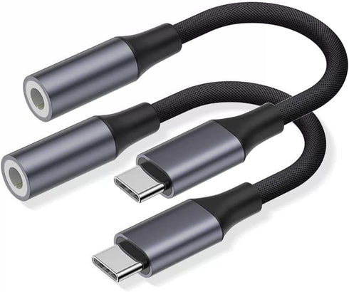 USB C to 3.5mm Headphone Jack Adapter (2 Pack), USB Type C to Aux Audio Dongle Earphone Adaptor Compatible with Samsung Galaxy S22 S21 S20 Note 20...
