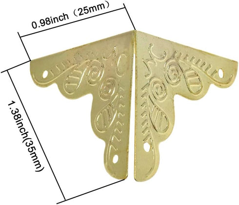 Bitray 25MM Antique Brass Box Edge Corner Cover Printed Wooden Box Guard Protector with Screws for Wooden Jewelry Box Case Photo Frame Chest Trunk...