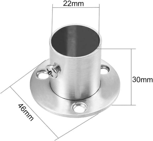 MroMax 304 Stainless Steel Wardrobe Pipe Bracket, 0.87Inch Dia, Wall Mount Hanging Rail Rod Support Socket 10Pcs...
