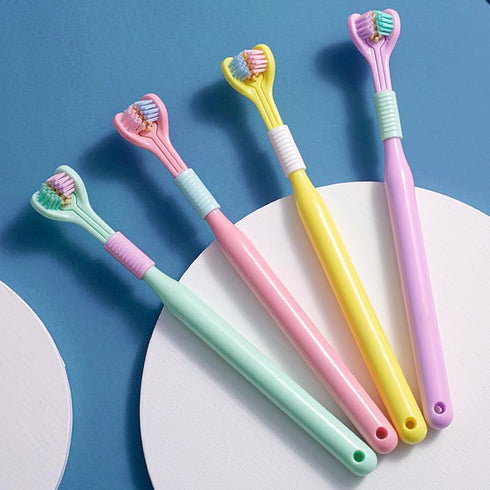 1pcs Random Color Three-Sided Soft Hair Toothbrush,Toothbrush Medium,Effective Wrap-Around Design,Deeply and Thoroughly To Clean Teeth and Gums,Ma...