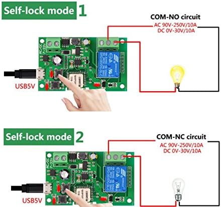1 Channel WiFi Momentary Inching Relay Self-Lock Switch Module,DIY WiFi Garage Door Opener, Work with Alexa Google Home Nest IFTTT......
