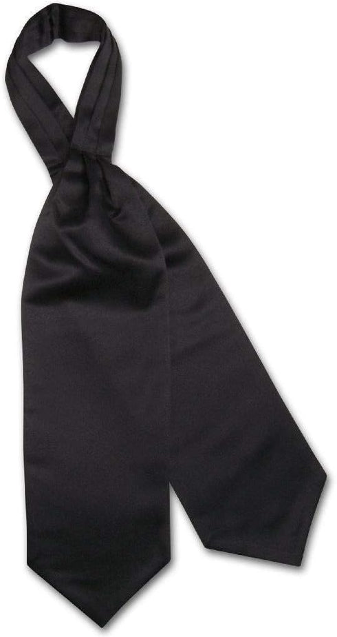 Vesuvio Napoli ASCOT Solid BLACK Color Cravat Men's Neck Tie...