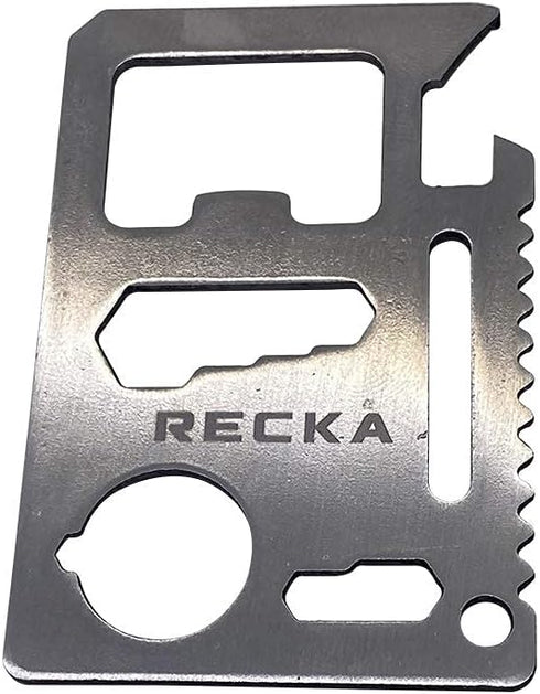 Recka Survival Tools Multi Tool Pocket Knife – 11 in 1 Credit Card Knife Pocket Multitool with Bottle Opener, Can Opener – Heavy Duty Stainless St...