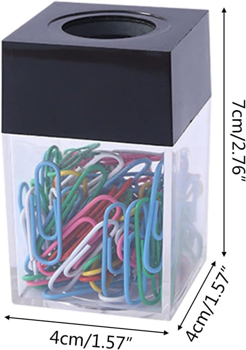 Pink Magnetic Paper Cilp Dispenser Holder Clear Acrylic Paper Clip Organizers with Magnetic Top for Desk Cute Office Binder Clip, Hair Clip,Paper ...