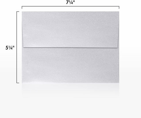 LUXPaper A7 Invitation Envelopes | Peel & Press | 5 1/4" x 7 1/4" | Silver Metallic | 80lb. Text | 50 Qty...