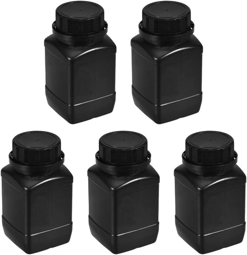 uxcell Plastic Lab Chemical Reagent Bottle, 250ml/8.45 oz Wide Mouth Sample Sealing Liquid/Solid Storage Bottles, Black 5pcs...