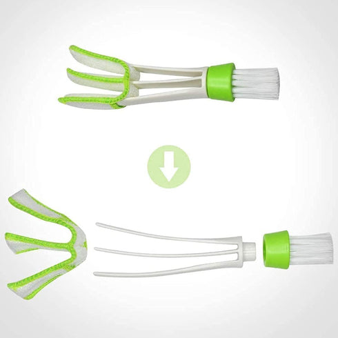 White Green Car Air Vent, Automotive Air Conditioner Cleaner and Brush Double Ended Dust Blind Cleaner Car Vent Brush Blind Brush Hand Held Magic ...