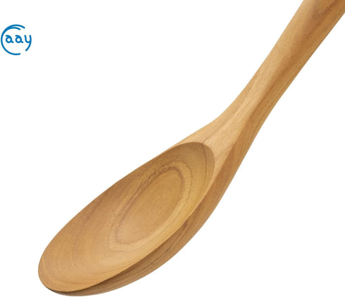 FAAY 12" Big Scoop Spoon, Wide Head, Easy for Cooking and Serving. Handcraft from High Moist Resistance Golden Teak Wood | Durable, Healthy, Ergon...