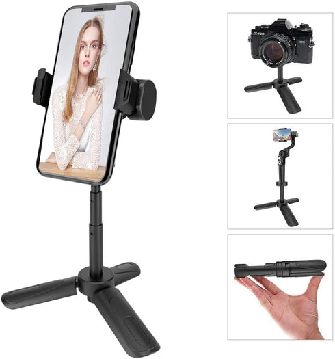 MOUNTDOG Portable Webcam Stand & Mini Tripod - Extendable Tabletop Tripod for iPhone, Camera, Samsung & Smartphone - 360 Rotation, Black...