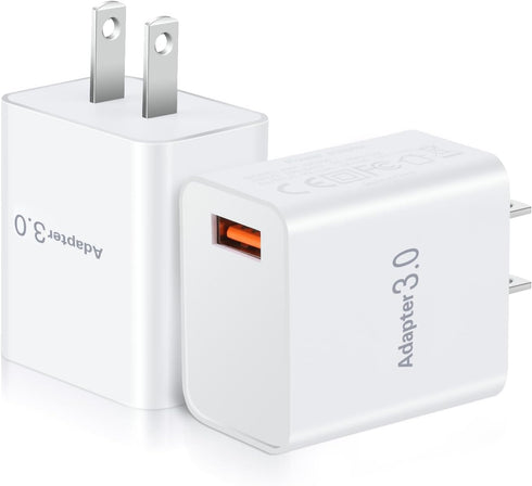 USB Wall Plug, OKRAY 2-Pack 18W Fast Charging Block 3.0 Quick Charge Power Adapter Travel Charger Brick Type A Box for Wireless Charger, iPhone 16...