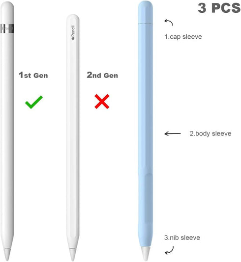 YINVA Case, Grip, Accessories Holder for Apple Pencil 1st Generation, Cover Sleeve with Protective Nib Cover for iPad Pencil(Blue)...