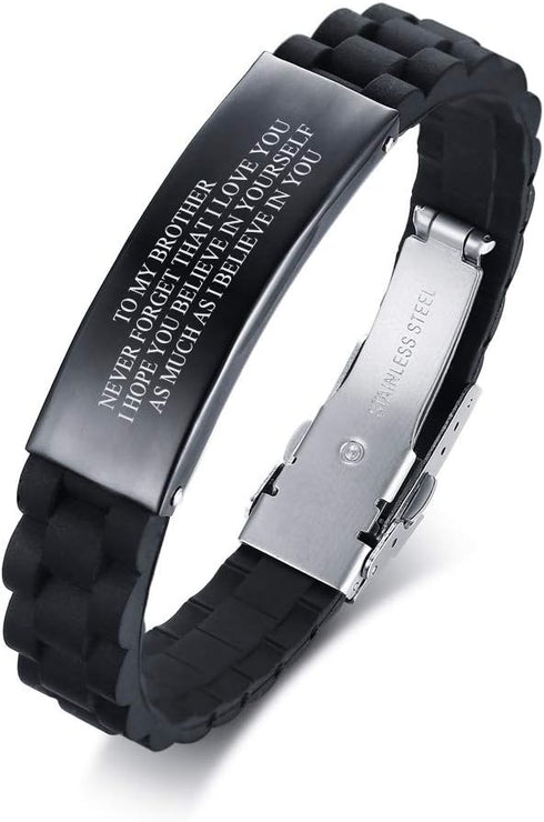 MEALGUET to My Brother Gift Bracelet, Inspirational Sentimental Message Engraved Silicone Wristband Bracelet to Mens Brother Brothers in Law Gradu...